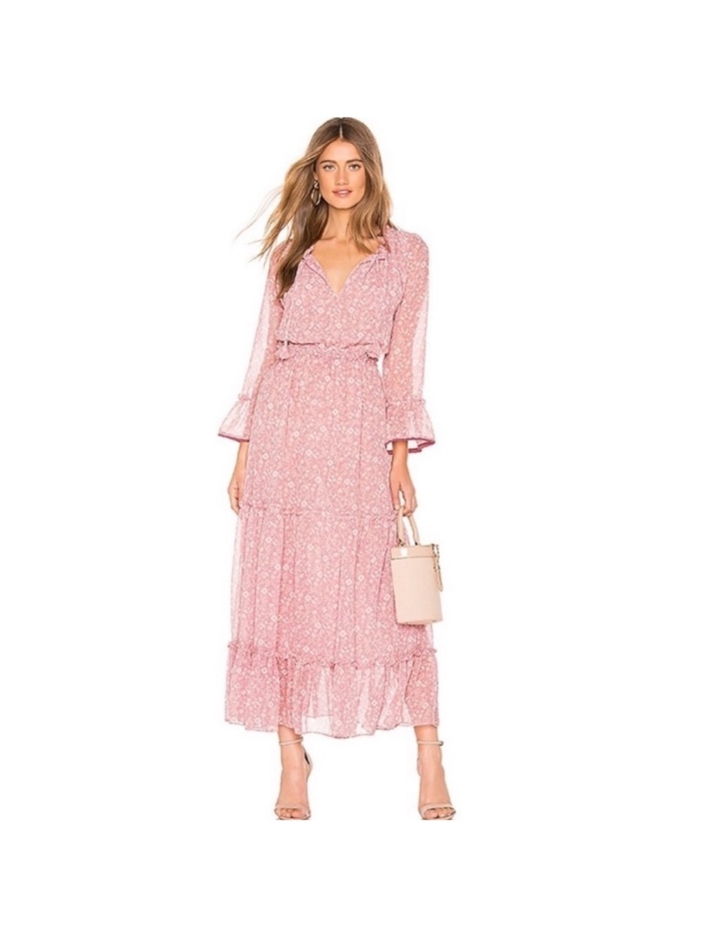 MISA Women’s Pink Floral Maxi Dress